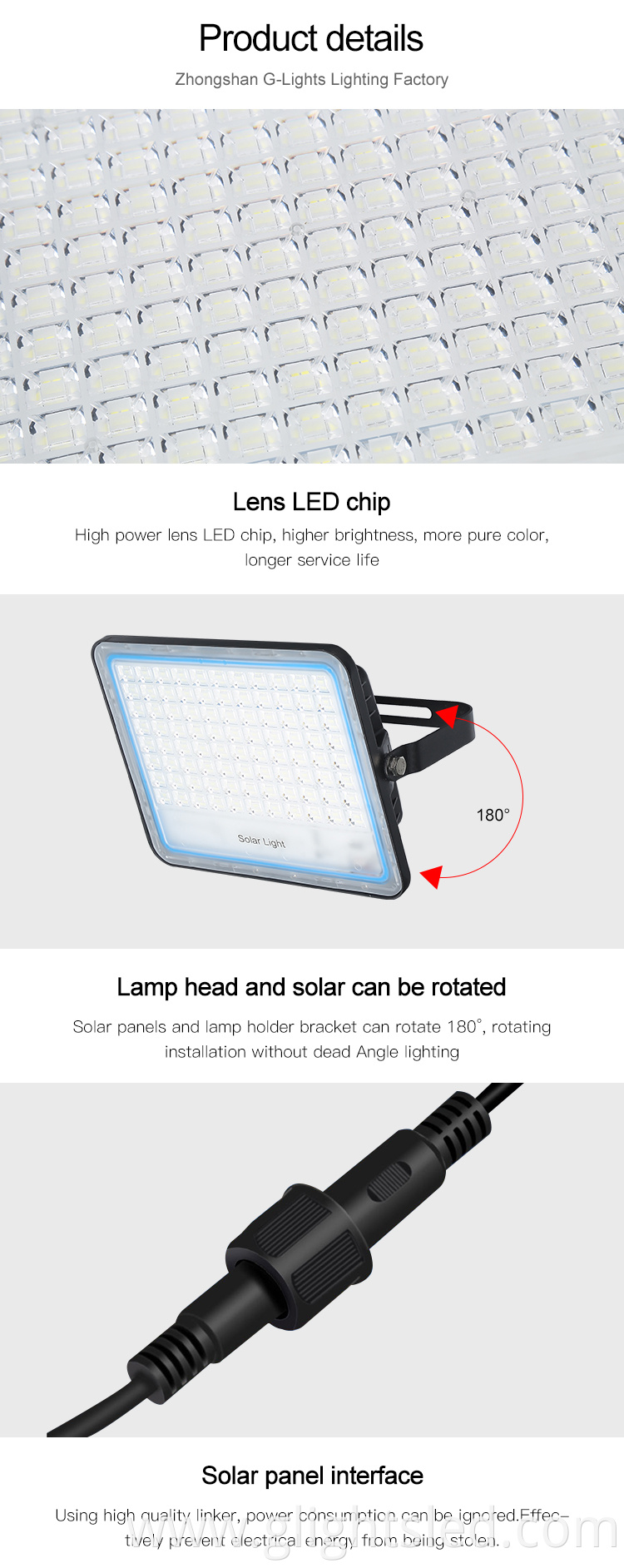 High Lumen Sports Stadiums waterproof outdoor ip66 100w 150w 200w 400w rotating led solar flood light